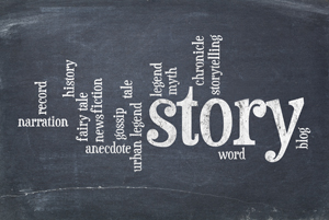 Story cloud on chalkboard
