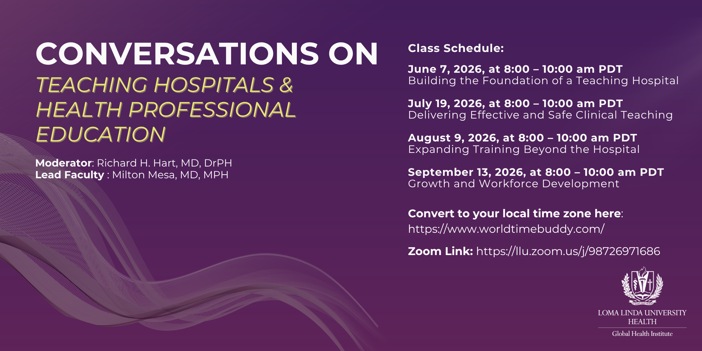 Class schedule for June-September 2026